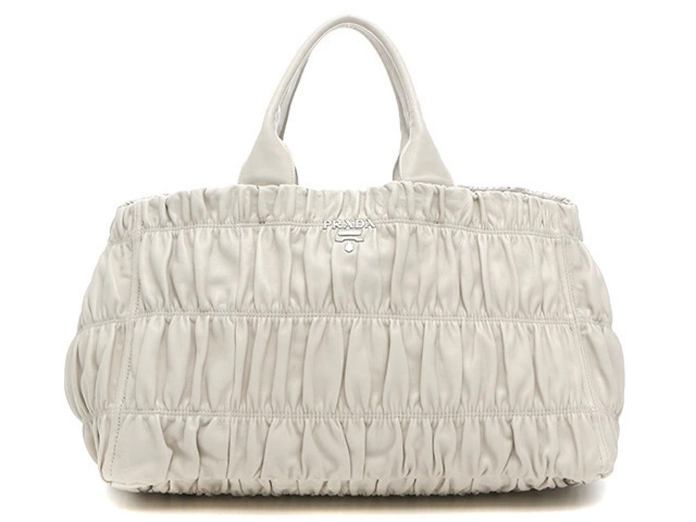 Prada Bag Handbag Nappa Gaufre Lambskin Beige Cream